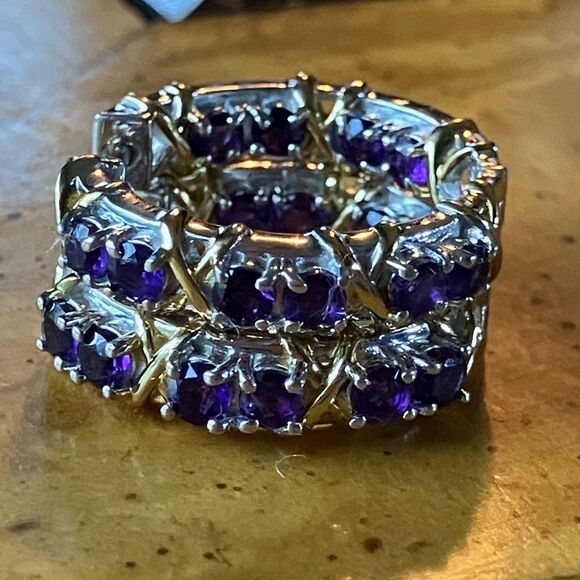 African Amethyst Sterling Silver Hoop Earrings - Picture 8 of 10